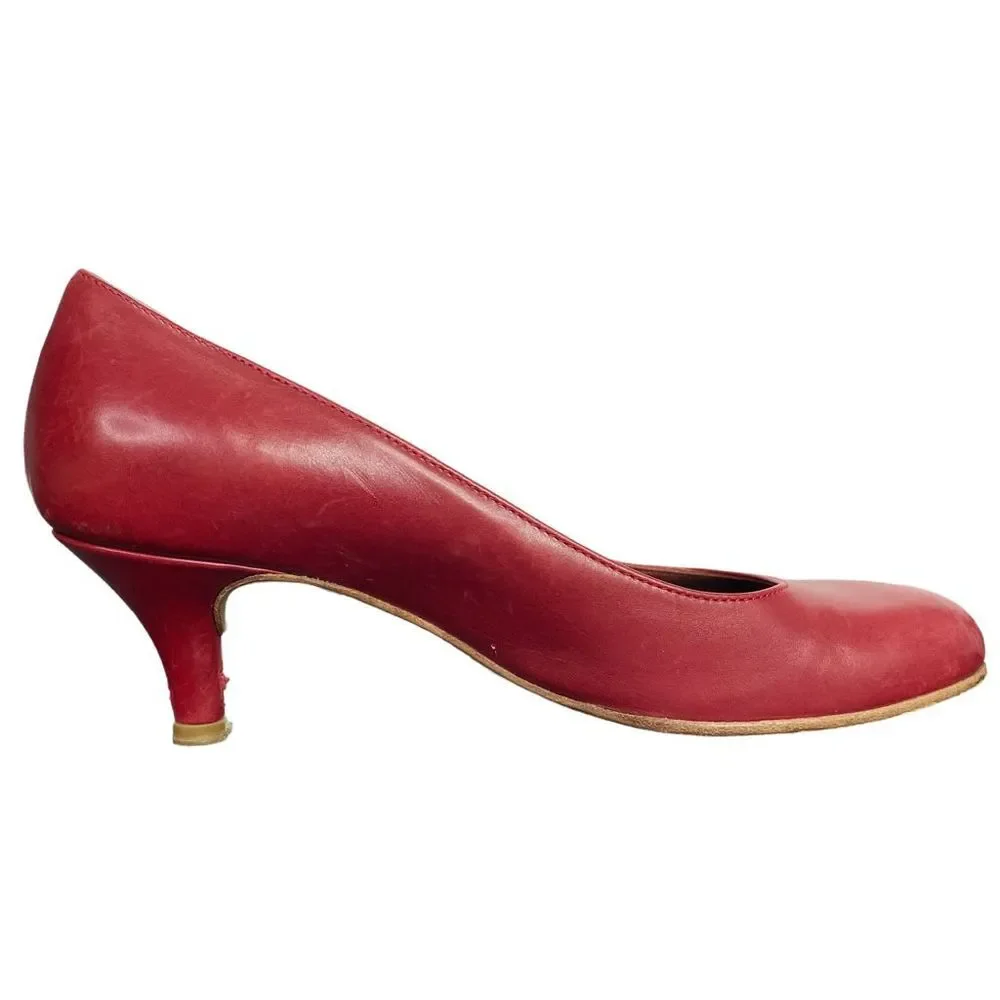 Vintage Marni Red Leather Kitten Heels - Size 5